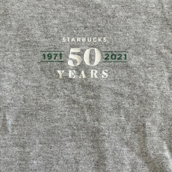 Starbucks Partners Exclusive 50th Anniversary Grey Tee Shirt Size Large GUC - Picture 3 of 4